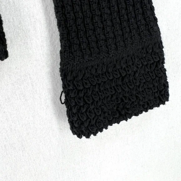 CHANEL 2010 Sweater Womens 34 Black Chain Details Open Cardigan Cotton Chunky - Picture 15 of 16